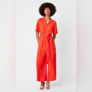 French Connection Enzo Drape Belted Boilersuit Red Orange Size US 4